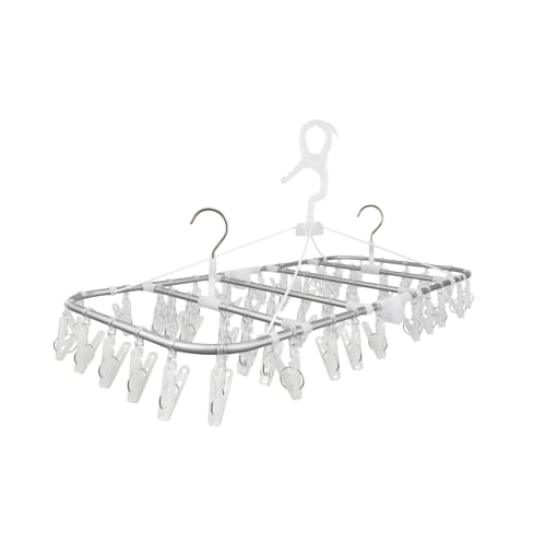 Umemigusa Clothes Pinch Hanger, 52 Clothes Pinch, Aluminum Frame with Polycarbonate Clothes Pinch, 2 Types of Drying Clothes, UV Resistant, Rust Resis