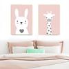 Cute Simple Cartoon Pink Love Bunny Giraffe Stars Nordic Canvas Picture Print Wall Art Poster Decor For Nursery Baby Girls Room
