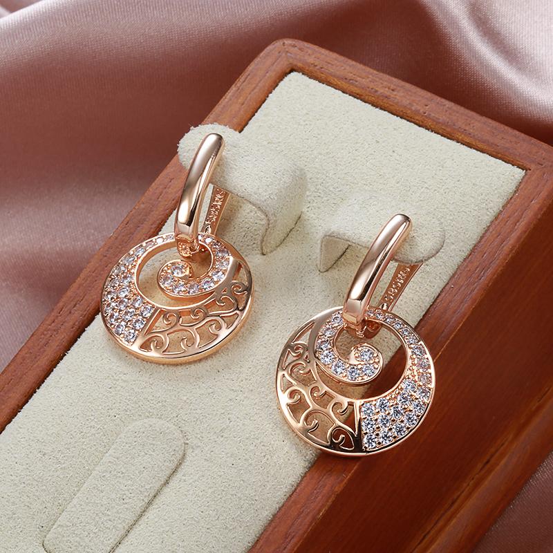 Crystal Flower Drop Earrings For Women  Rose Gold Color With Natural Zircon Accessories High Quality Daily Jewelry