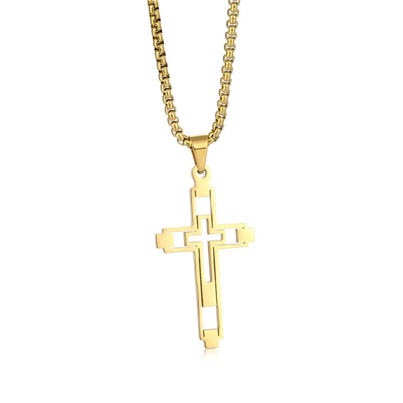 Модное ожерелье-чокер из титановой стали с крестом для мужчин, мужское ожерелье-цепочка золотого цвета, ювелирные изделия