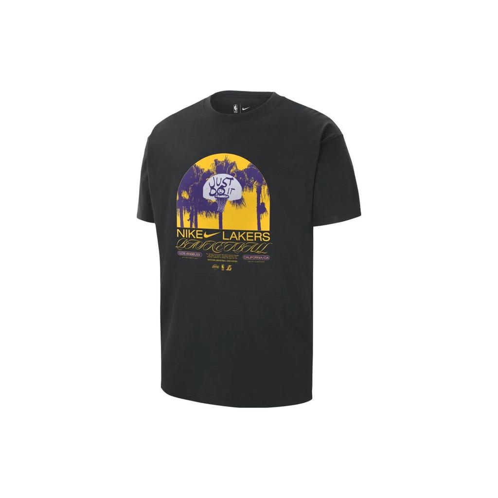 Nike Футболка баскетбольная свободная с принтом X NBA Courtside Los Angeles Lakers, мужские топы, черная DR6301-010
