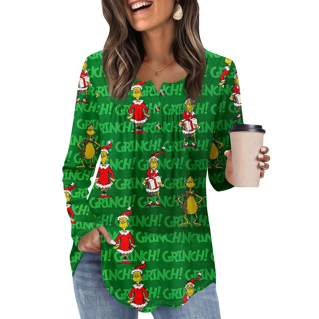 Women's Long Sleeve Tunic Loose Tops Casual Oversized Tops Pleated Tunic Button Down Casual Women's Print Tops