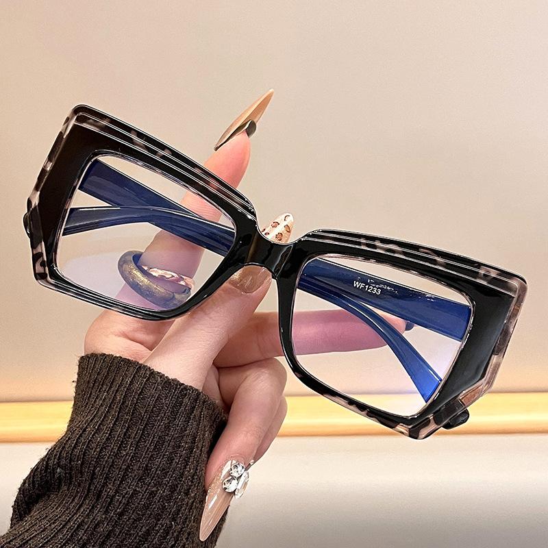 Очки с защитой от синего света, ретро-модные плоские очки с цветовым соответствием, простое лицо и тонкий артефакт, очки с большой оправой