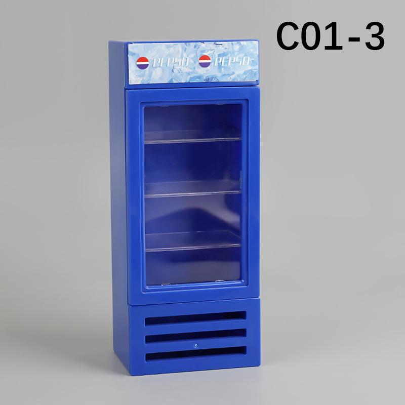 Mini Supermarket Refrigerator Sticker Cabinet Model Toy Micro Scene Diy Doll House Food Play Accessories Miniature Bottle