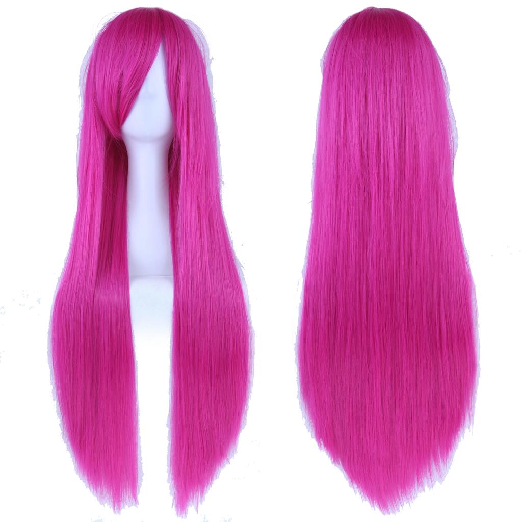 Professional 80cm Long Straight Wigs Pink Green Party Hair Accessories Synthetic Hair Cosplay Wig for Women