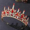 Red Rhinestone Crown Baroque Wedding Hair Accessories Bridal Tiara Crown