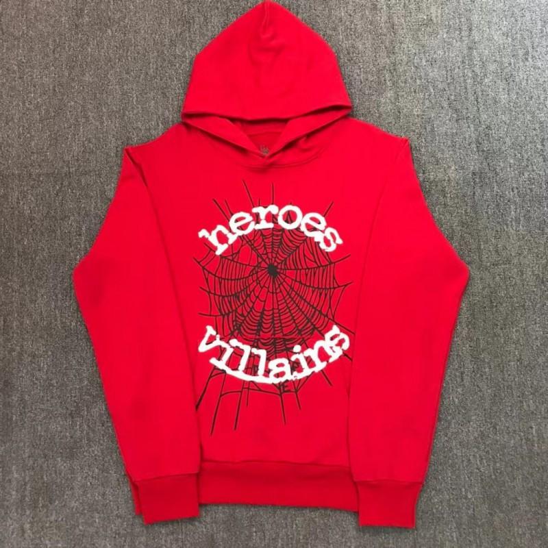 Mens Hooded Sweatshirt Set Spider Web Letter Print Streetwear Teens Youth Casual