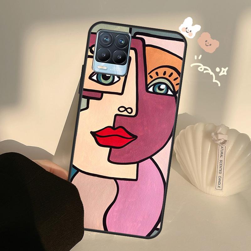 Чехол-кейс с абстрактным портретным рисунком для Realme C71 C63 C61 C55 C51 C53 C25 C65 C67 C75 11 12 13 14 15 Pro Plus GT6 GT7 Pro