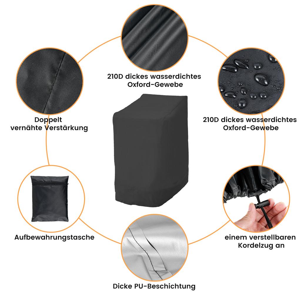 Чехол для мебели от пыли, водонепроницаемый защитный чехол для садового стула, чехол для уличной мебели, штабелируемый, 114x85x65 см, ткань Оксфорд 420pu