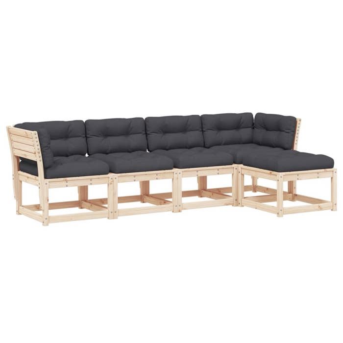 VidaXL Salon de Jardin avec Coussins 5 pcs, Sièges de Patio, Ensemble de Meubles, Mobilier de Terrasse Arrière-cour 3217005