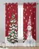 Snowman Christmas Tree Snowflake Red Sheer Curtains for Living Room Decoration Window Curtains Kitchen Tulle Voile Curtains