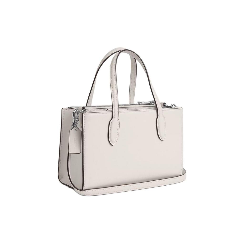 Coach Nina 25 Magnetic Snap Refined Calfskin Shoulder Crossbody Handbag Medium Women Handbag Silver Chalk CR097-SVHA