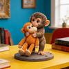 3D-печатная фигурка обезьяны Милая маленькая обезьянка, держащая плюшевую игрушку Статуэтка Коллекционный орнамент для дома, офиса, гостиной Настольное украшение