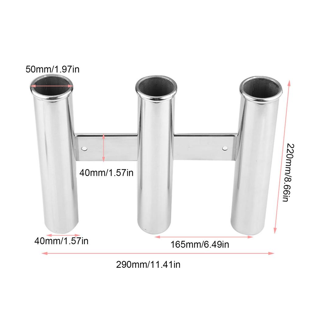Boat 3 Link Rack Tubes Stainless Steel Fishing Rod Holder for Marine Yacht