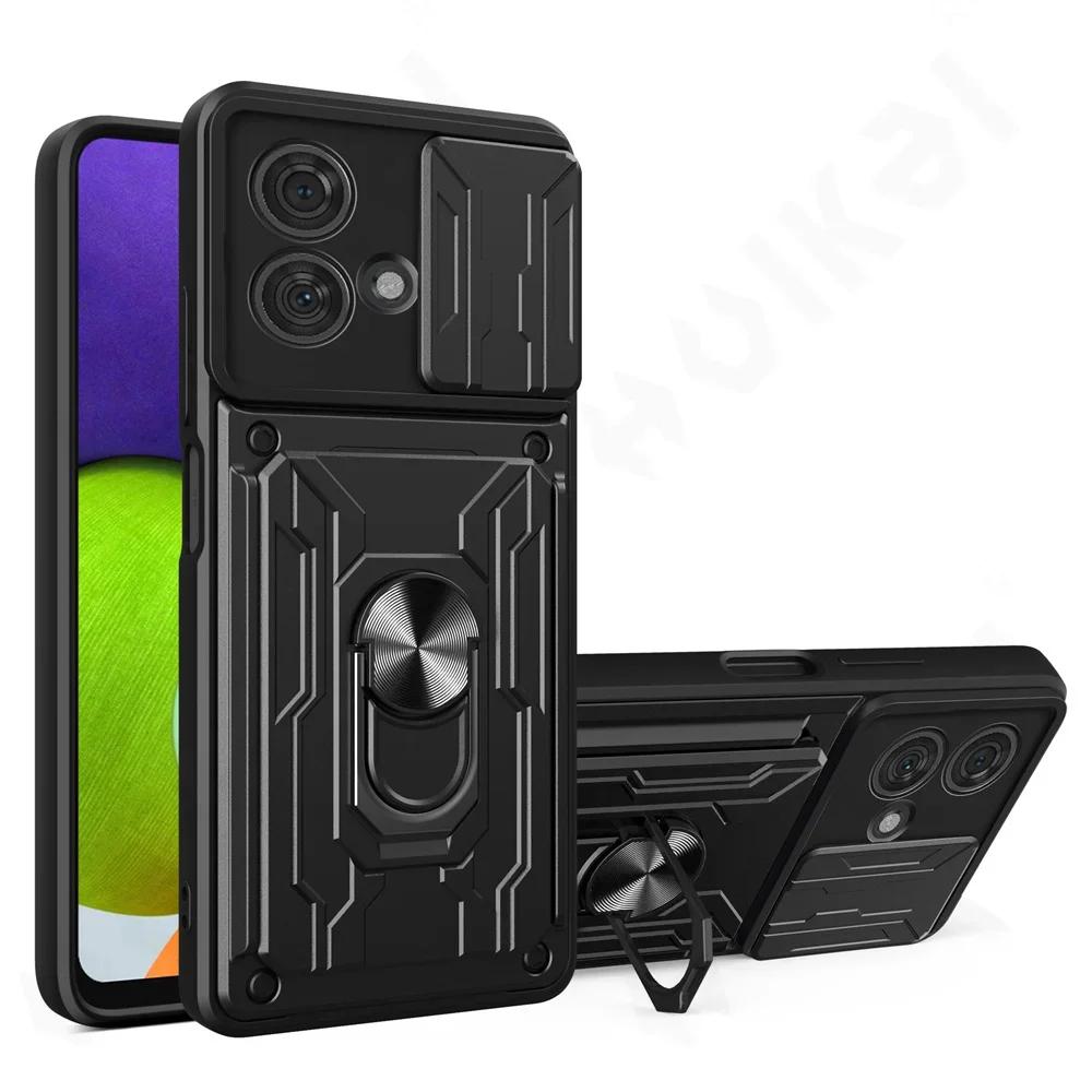 Kickstand Case for Motorola Moto G05 G15 G35 G55 G75 G85 5G Cover Card Pocket Ring Stand Holder Fundas Coque Capa