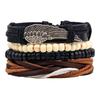 4pcs Punk Braided Adjustable Leather Bracelets Men For Women Cuff Vintage Jewelry