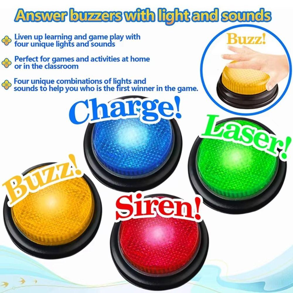 Answering Game Buzzer Lights & Sounds Buzz Buttons Home Family Answer Buzzers Kids or Adults