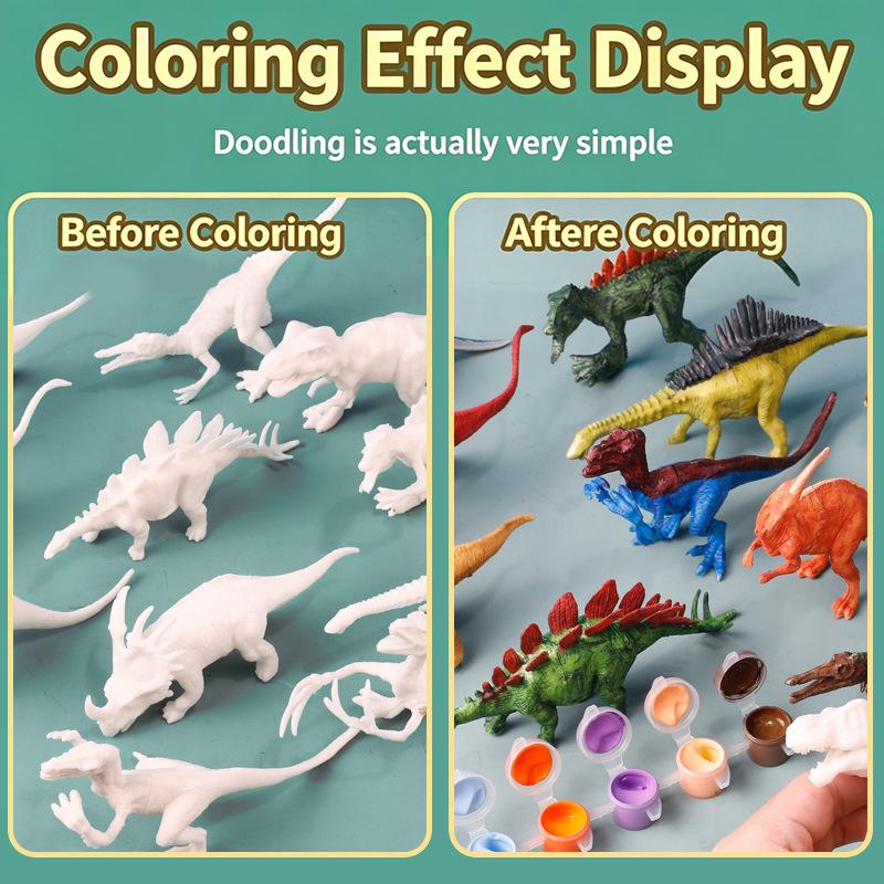 Paintable Dinosaur White Embryo Toy 1 Set DIY Graffiti Animal Model for Kids Educational STEM Craft Home Entertainment