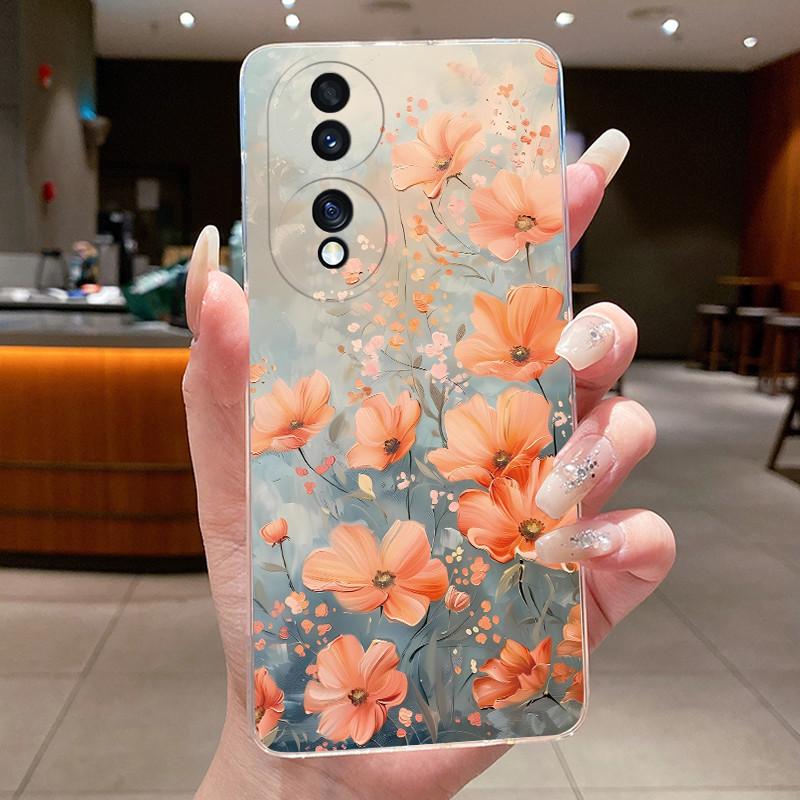 Чехол для Honor 70 FNE-NX9 Прозрачный Роскошный Бабочка Мода Цветы Мягкий ТПУ Силикон Чехол для Телефона для Honor70 5G Прозрачный Чехол