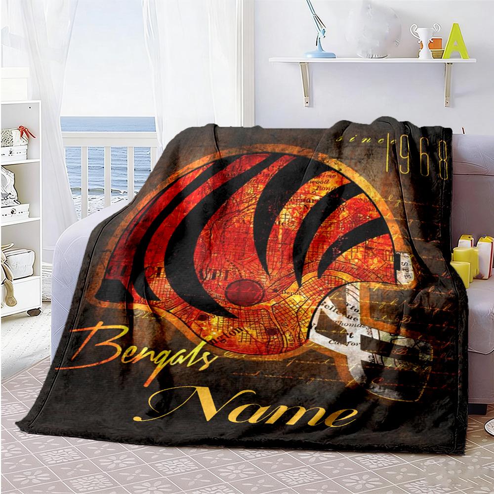 City Rugby Cap Customize Text Blanket Gift Customizable Blanket Soft Warm Cozy Perfect for Nap Seaside Chair Livingroom Four Seasons Multipurpose