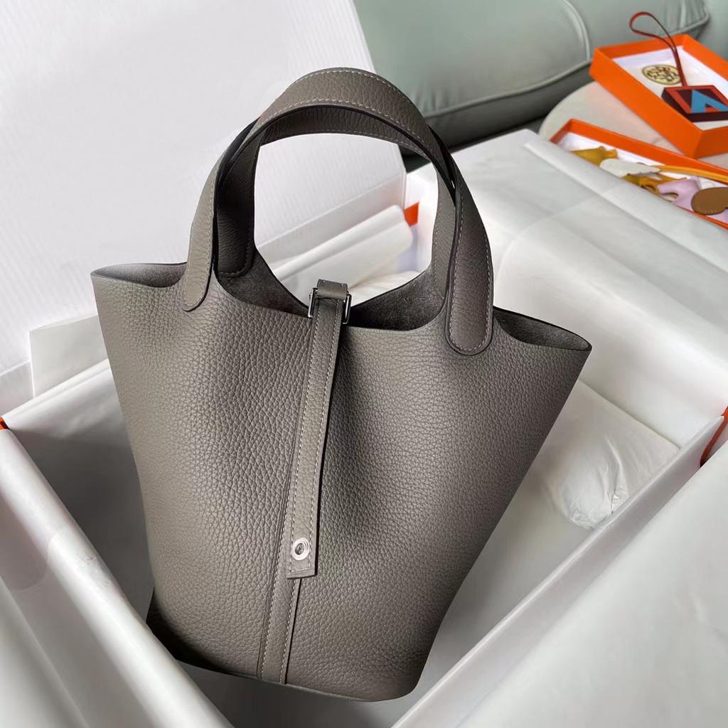 Корзина для овощей из воловьей кожи, сшитая вручную вощеной нитью для детей, обернутая в натуральную кожу с узором личи, сумка-ведро для воды для женщин