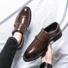2024 New Spring Men's Comfortable Leather Shoes Brand Mengke Shoes Business Dress Double Buckle Kick Lazy Groom Wedding Shoes