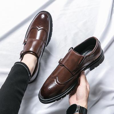 2024 Новые Весенние Мужские Удобные Кожаные Туфли Бренда Mengke Shoes Деловые Нарядные Туфли Двойная Пряжка Кик Ленивый Жених Свадебные Туфли