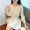 Summer Fairy Fashionable Beautiful Ruffled Chiffon Shirt And Blouse For Women V-neck Top