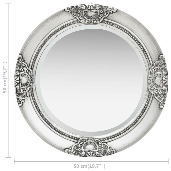 VidaXL Wall Mirror Baroque Style 50 Cm Silver 320346
