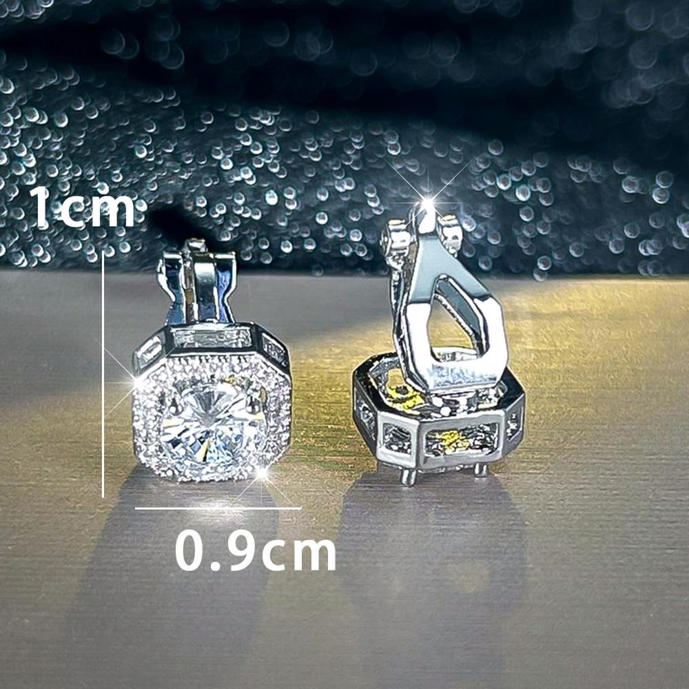 Simple Square CZ Clip Earrings for Women Girls Cute No Pierced Earrings Wedding Party Jewelry