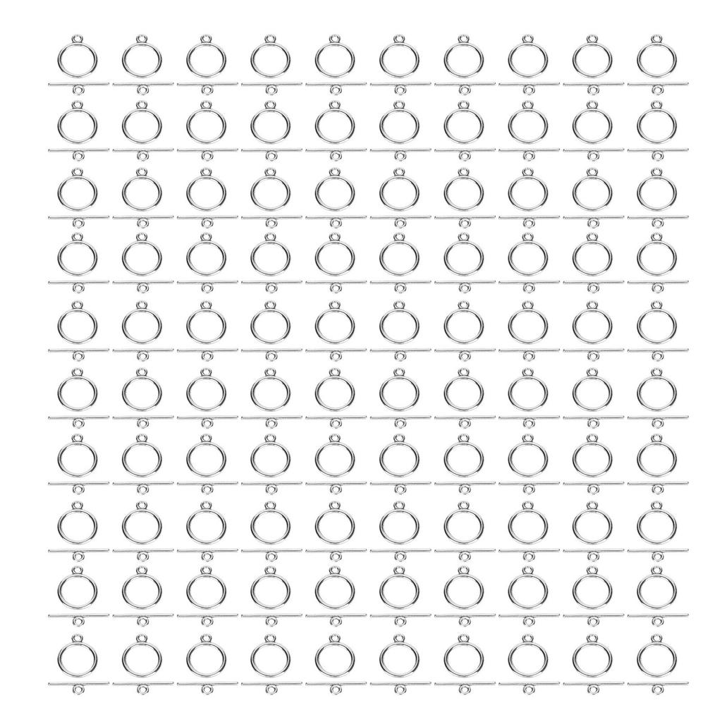 100 Sets Toggle Clasps Alloy 2mm OT Buckle DIY Jewelry Making Supplies for Necklace Bracelet