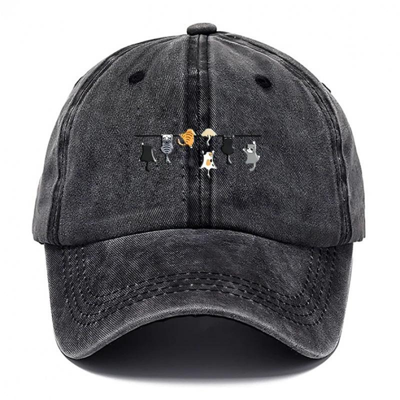 pc Hot Selling Cats Printed Baseball Hat Washed Hats for Men Beach Hat for Women Breathable Caps Hot Selling Adjustable DAD
