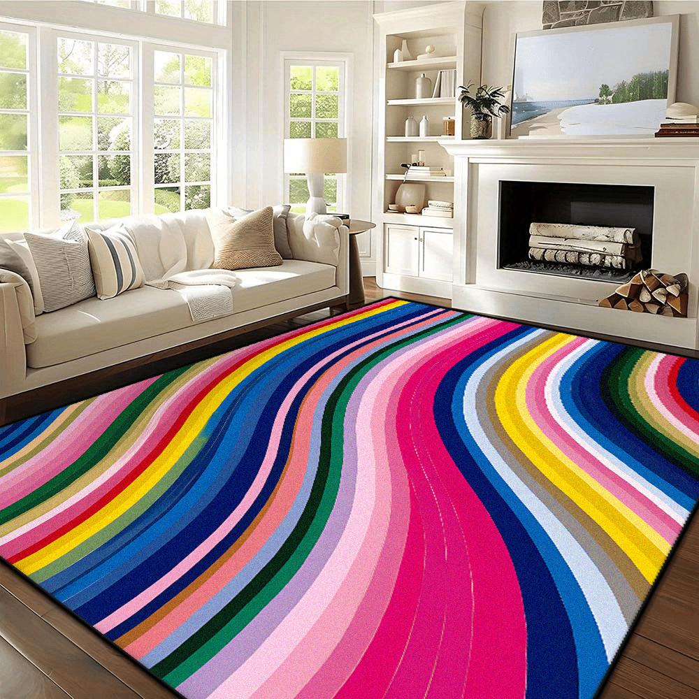 Multicolour Abstract Rugs for Bedroom Carpets for Living Room Easy Care Cloakroom Non-slip Floor Mat Large Area Lounge Carpet