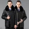 Winter Genuine Leather Jacket Men's Genuine Fox Fur Collar Removable Liner Down Jacket Thickened Warm Middle-aged Jacket