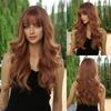 Temperament New Wig, Qi Bangs Golden Brown Big Wavy Long Curly Hair Simulation Natural Chemical Fiber Wig Cover