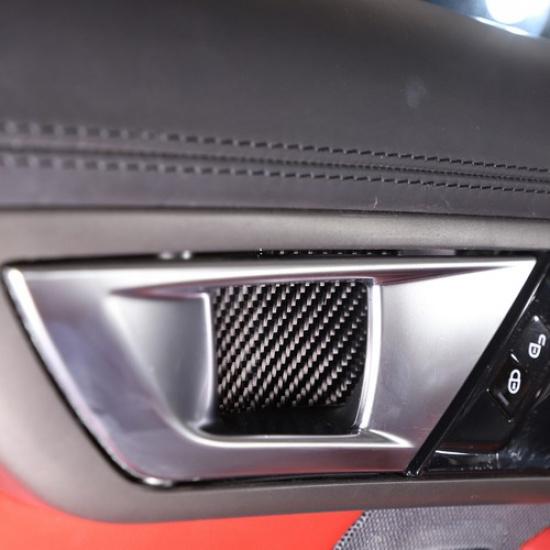 2PCS Carbon Fiber Inner Handle Decorative Frame For Jaguar F-TYPE 2013-