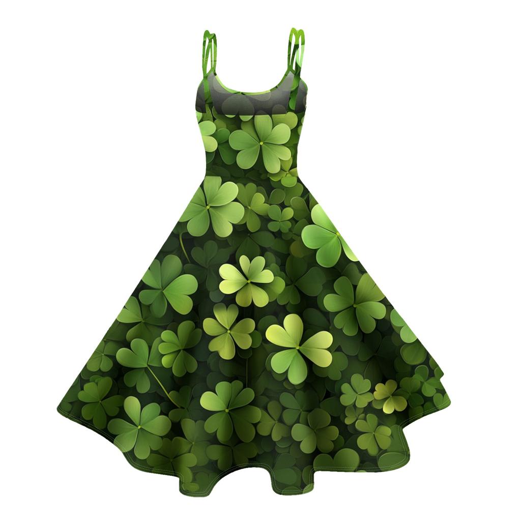 Women's Fashion St. Patrick's Day Printed Sexy Strapless Gothic Cocktail Dress Punk, Vintage Dress.
