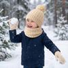 Warm Ears Toddler Knitted Hat Solid Color Kids Hat Set Fashion Baby Hat Scarf Gloves Set  Girls