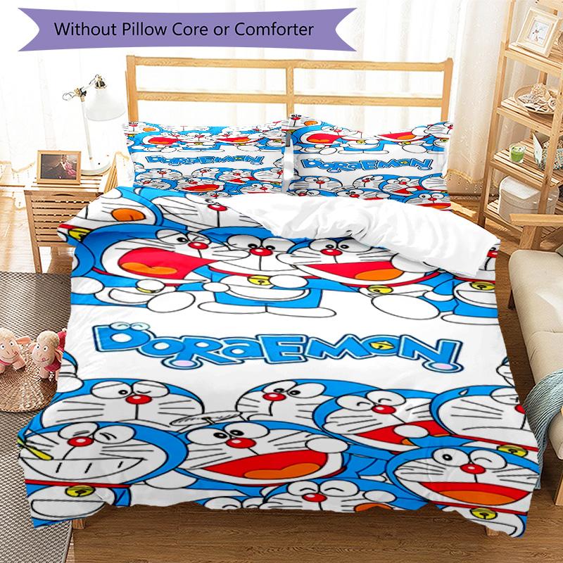 Doraemon Adventure 3‑Piece Bedding Set,Soft Breathable Duvet Cover with 31 Pillowcases,Multi‑Scene for Bedroom Dorm,Perfect Holiday Birthday Gift for