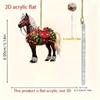 2D Акриловая Рождественская Подвеска Лошадь Праздничное Украшение для Внутреннего и Наружного Использования, Украшение для Подвешивания на Елку, Аксессуары для Вечеринки