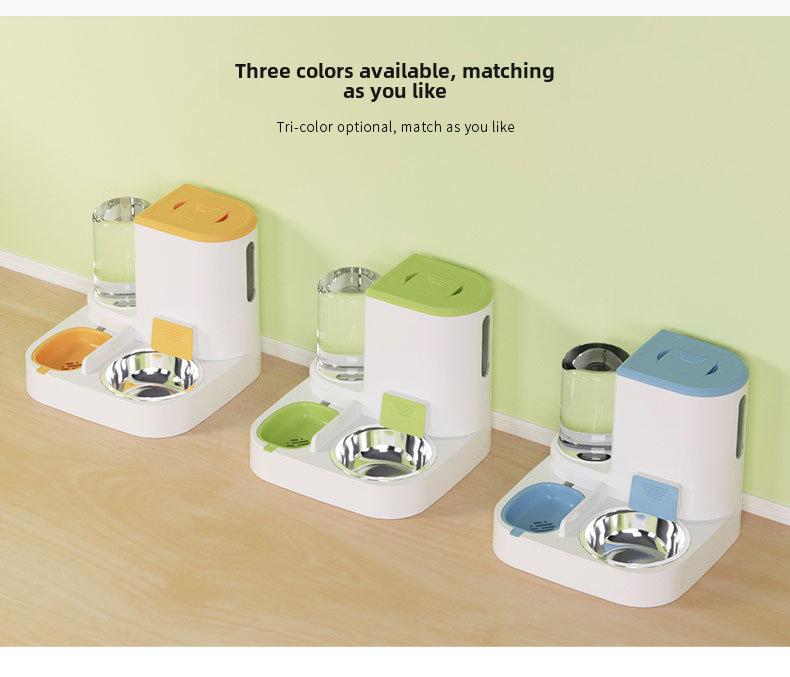 Поилка для кошек большой емкости с чашами из нержавеющей стали и керамики, разделением влажного и сухого корма и автоматической кормушкой