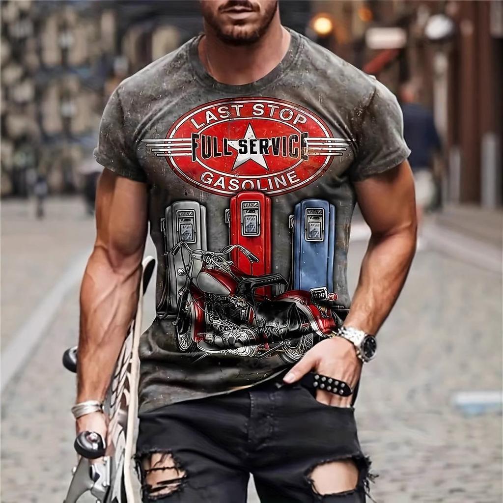 Летний топ с круглым вырезом и 3D-принтом, модная повседневная мужская футболка с коротким рукавом