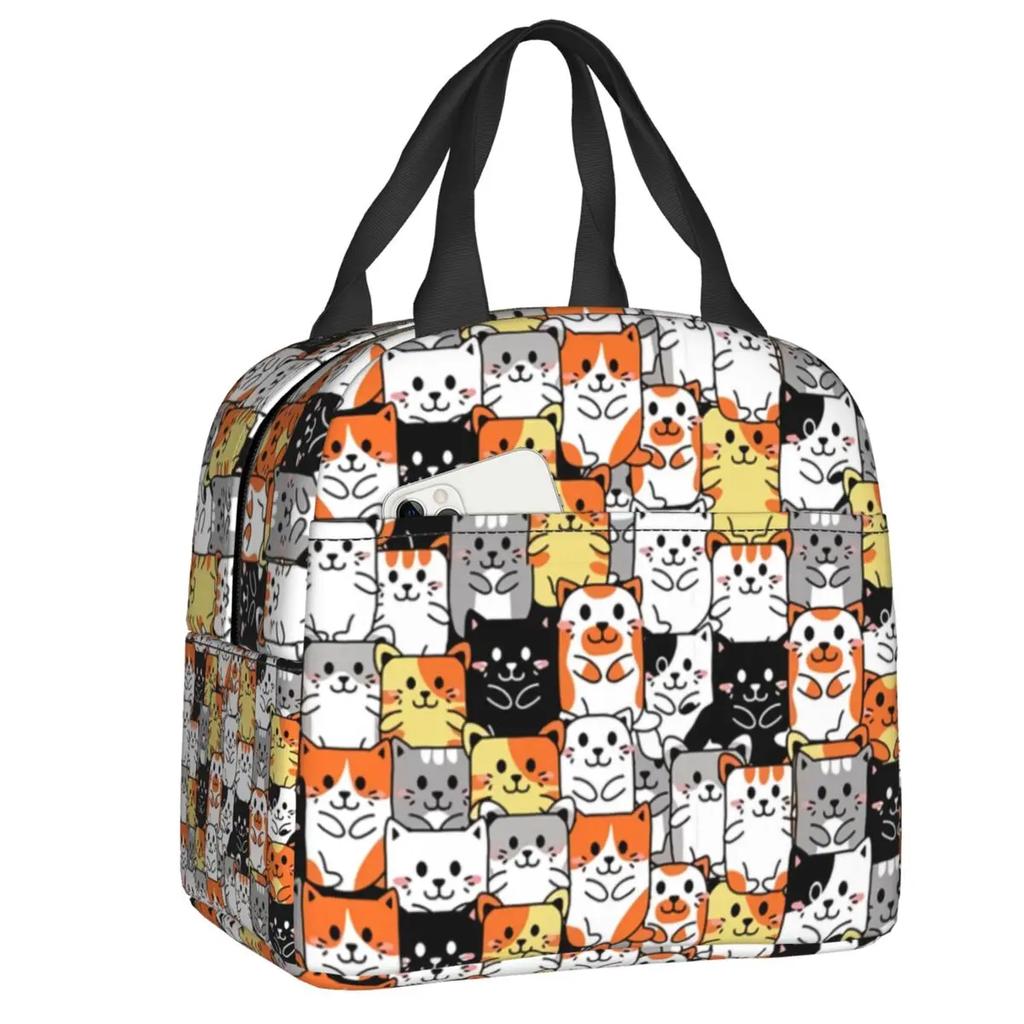 Ланч-бокс Kawai Cats для женщин, герметичный, милый, с изображением животных и котят, термосумка для еды, офисная работа