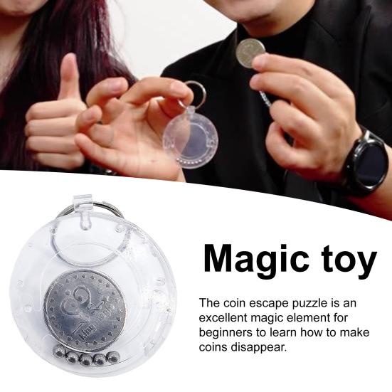 Волшебный Брелок-Головоломка "Побег Монеты" Легко Носить 1,9 Дюйма Трюк с Исчезновением Монеты для Новичков Портативный Кольцо Подвеска Веселая Волшебная Игрушка Подарок