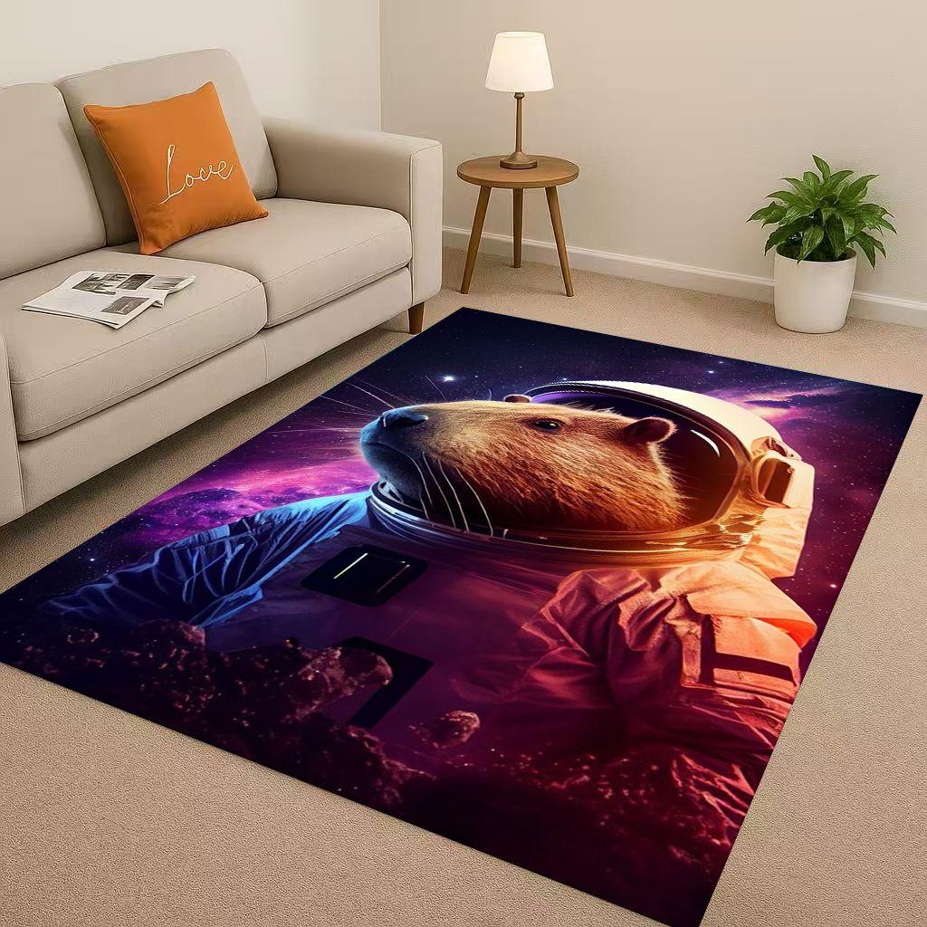 Kawaii Capybara Art Cartoon Living Room Non-Slip Area Rug Soft Carpet for Bedroom Playroom Sofa , Easy Clean Home Decor Doormat
