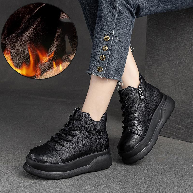 Fashion GKTINOO 2025 Autumn Winter Shoes Genuine Leather Ankle Motorcycle Boots for Women Thick Sole Women Ankle Boots Ladies Botas