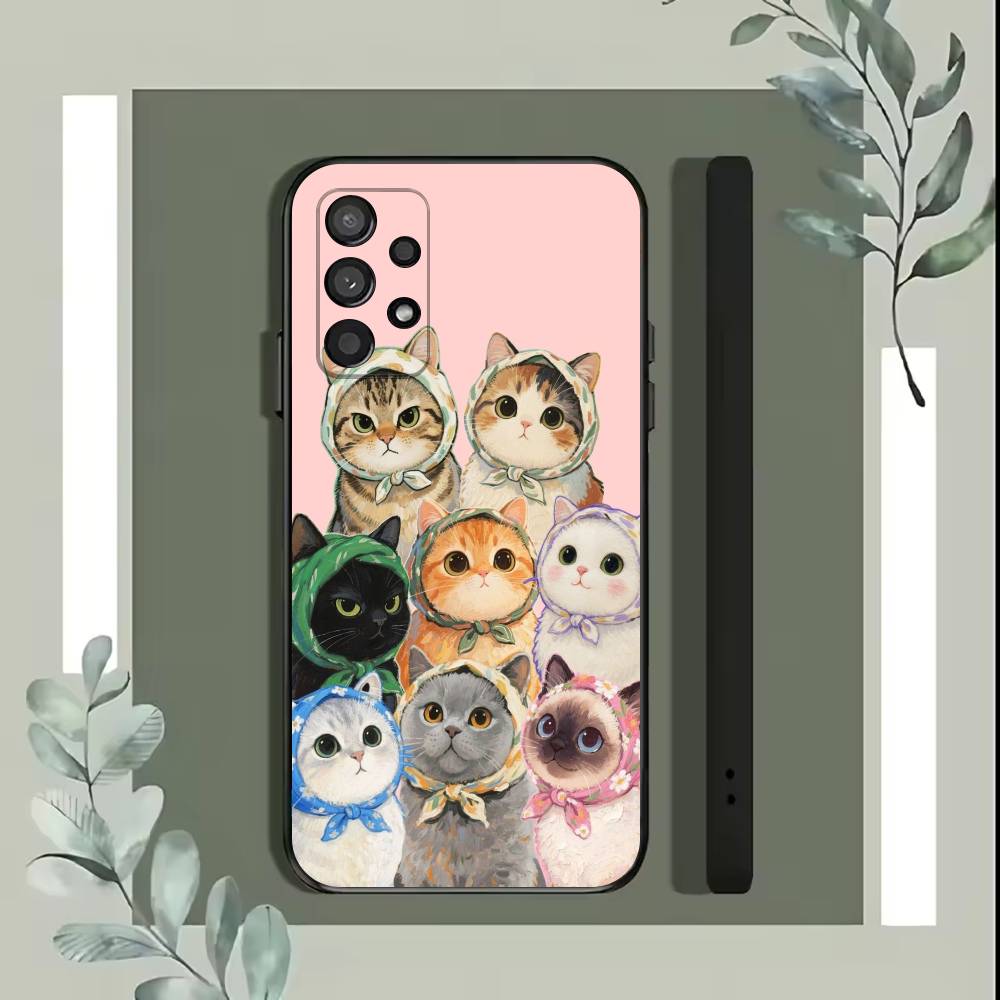 Милый Популярный Кофе Кот Мультяшный Чехол для Телефона Для Samsung S25,S24,S21,S22,S23,S30,Ultra,S20,Plus,Fe,Lite,5G Черный Чехол