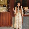 2024 Bohemian Tassel Lace High Waist Apricot Dress - Slimming Vacation Style