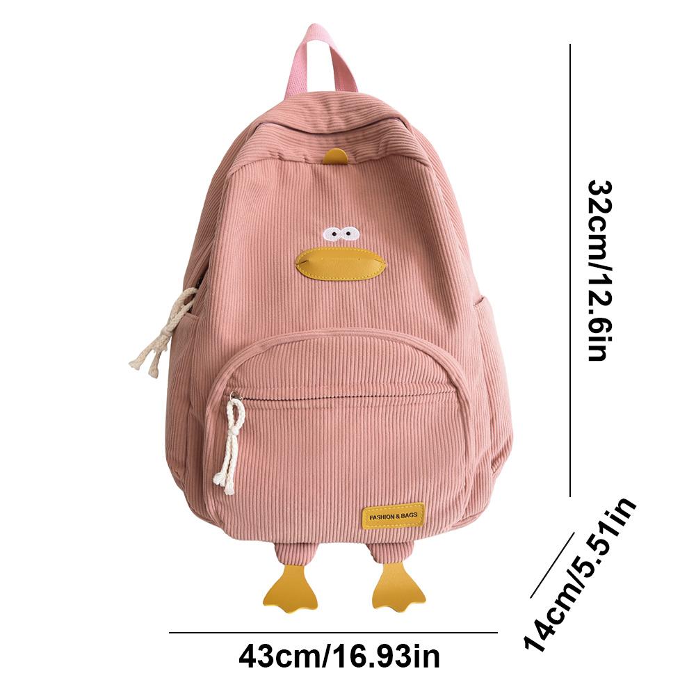 Вельветовый рюкзак Duck большой емкости для мальчиков и девочек, симпатичная дорожная сумка (черный)