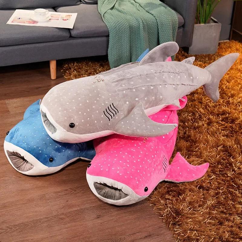 Large Whale Shark Body Pillow Creative Fish Sofa Decorative Body Plush Pillow Giant Whale Shark Back Suffed Cushion Sofa Decor